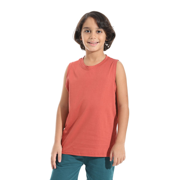 Cut_Sleeves_Loose_Fit_Basic_T-Shirt_-_Dark_Rose