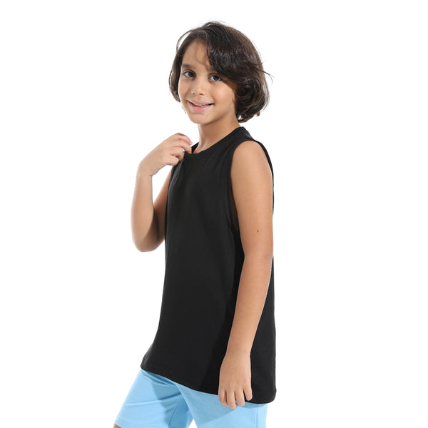 Cut_Sleeves_Loose_Fit_Basic_T-Shirt_-_Black