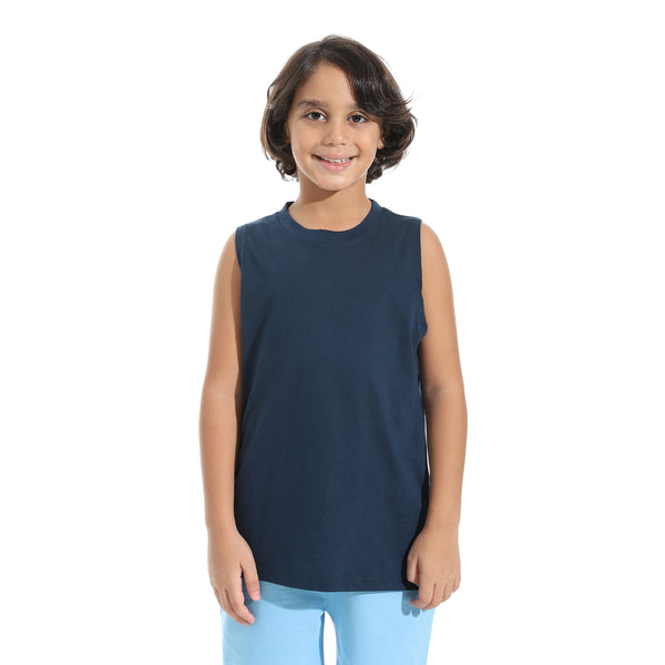 Cut_Sleeves_Loose_Fit_Basic_T-Shirt_-_Navy_Blue