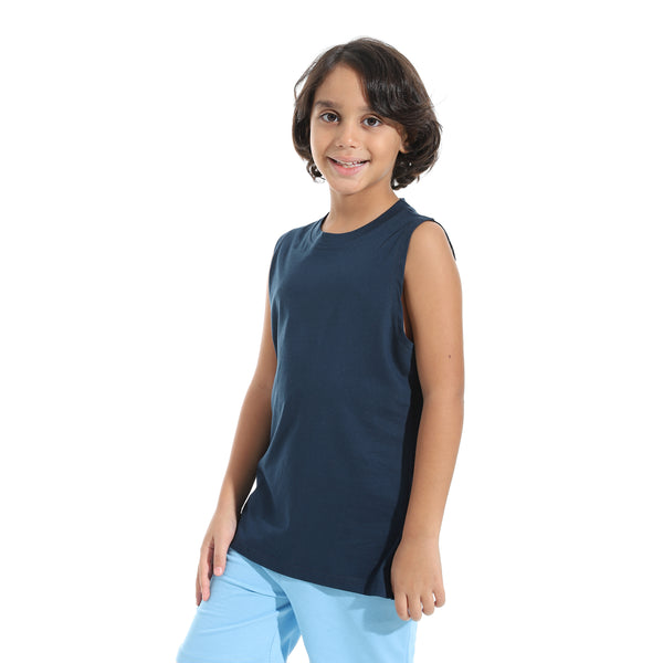 Cut_Sleeves_Loose_Fit_Basic_T-Shirt_-_Navy_Blue