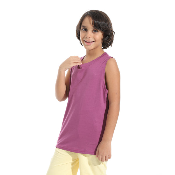 Cut_Sleeves_Loose_Fit_Basic_T-Shirt_-_Purple