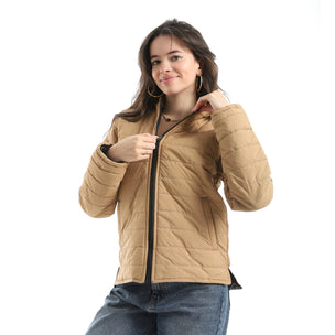 Stylish_zipper_Closure_Pump_Plain_Jacket_-_Camel
