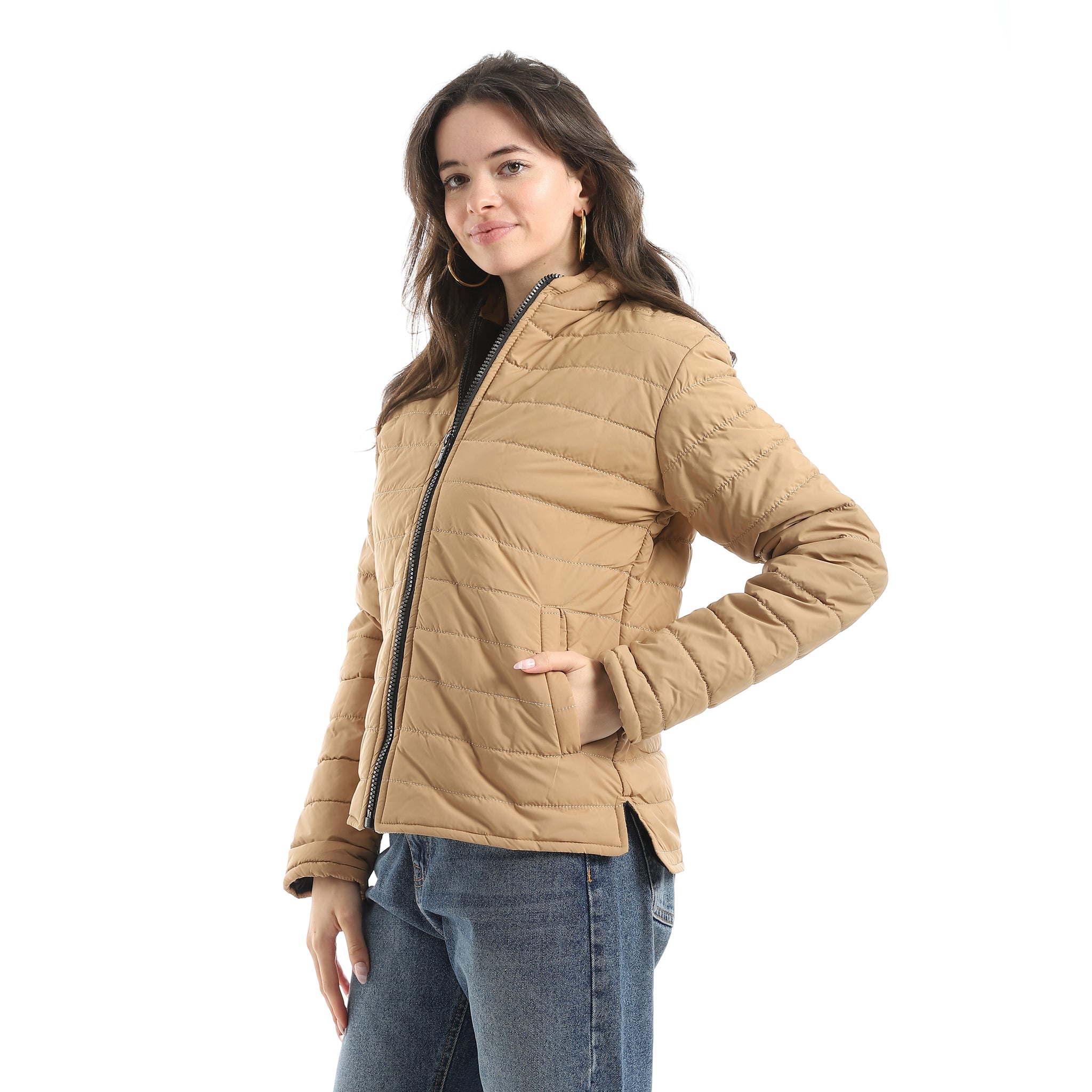 Stylish_zipper_Closure_Pump_Plain_Jacket_-_Camel