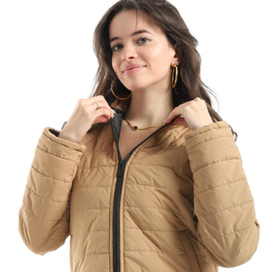 Stylish_zipper_Closure_Pump_Plain_Jacket_-_Camel