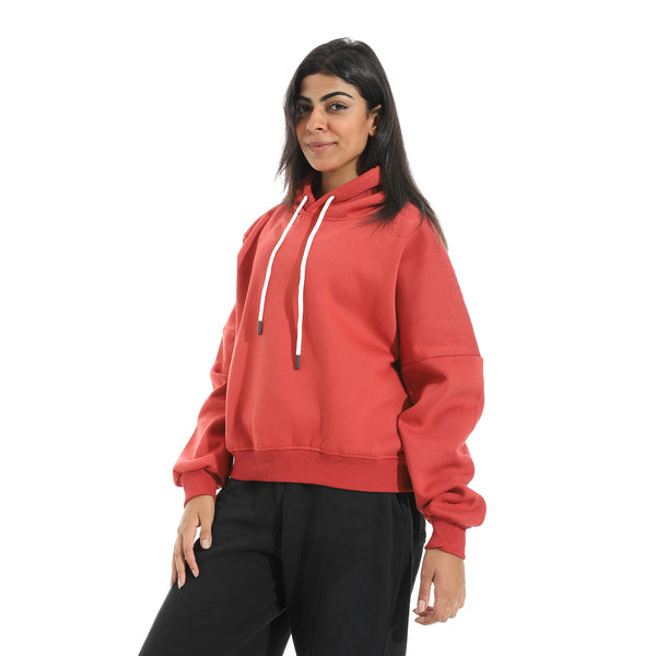 Comfy_Regular_Fit_Hoodie_with_Drawstring_-_Red