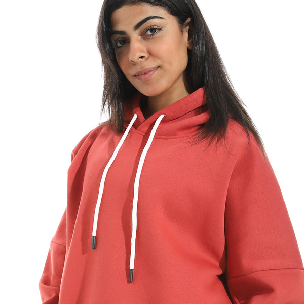 Comfy_Regular_Fit_Hoodie_with_Drawstring_-_Red