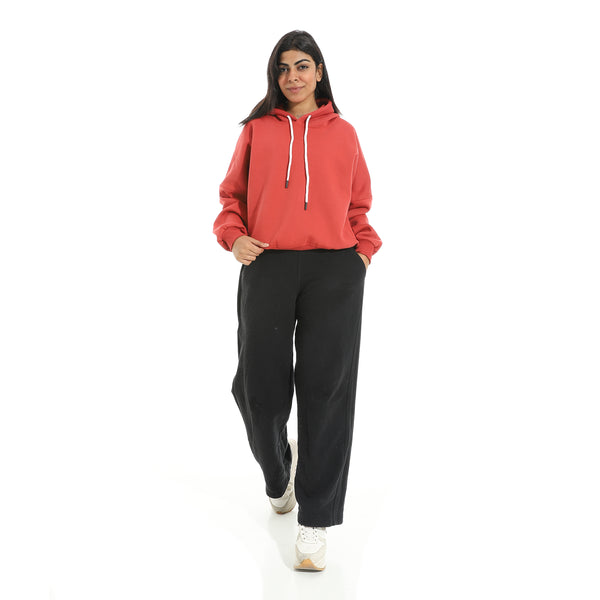 Comfy_Regular_Fit_Hoodie_with_Drawstring_-_Red