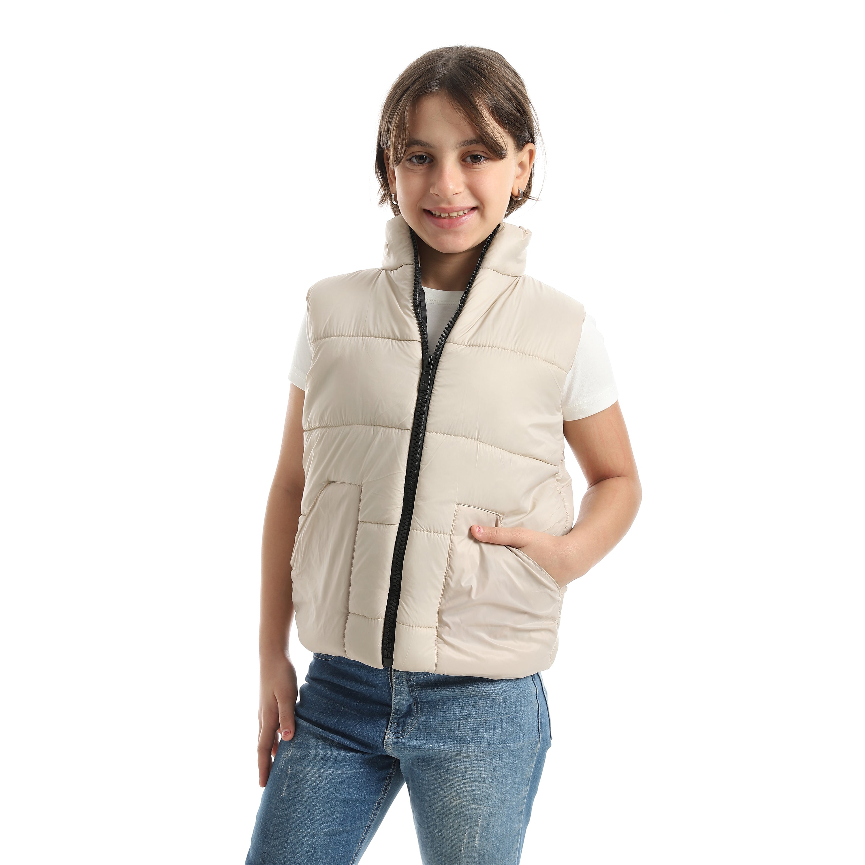High_Collar_With_Zipper_Closure_Cut_Sleeves_Vest_-_Beige