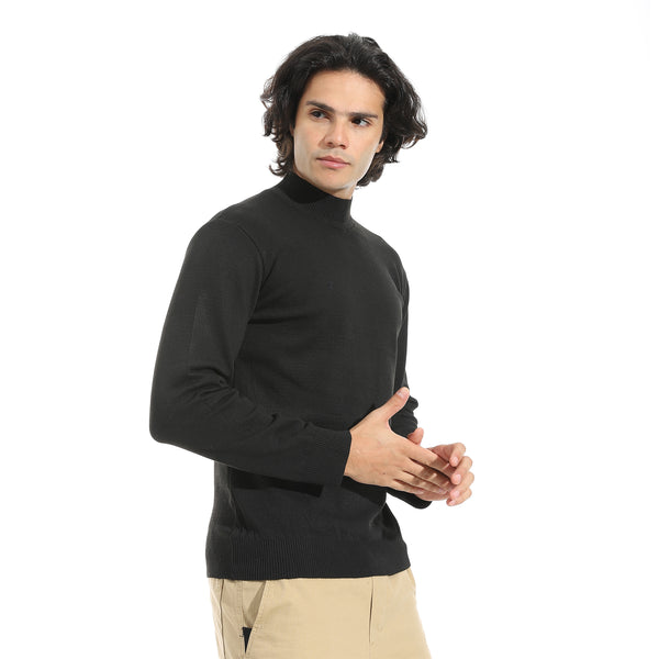 Long_Sleeves_Half_High_Collar_Pullover_-_Black