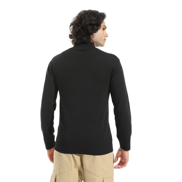 Long_Sleeves_Half_High_Collar_Pullover_-_Black