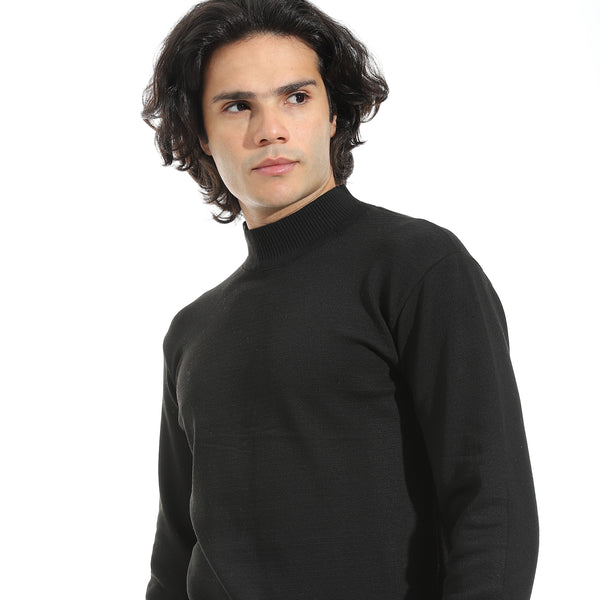 Long_Sleeves_Half_High_Collar_Pullover_-_Black