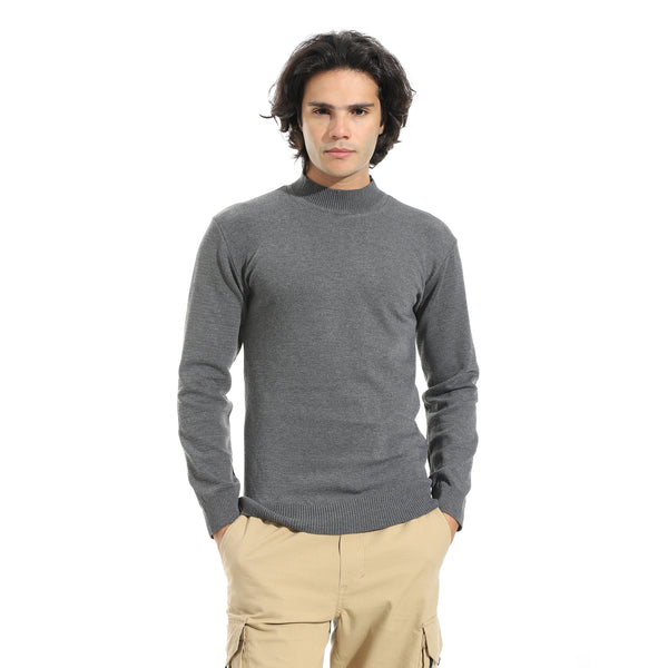Long_Sleeves_Half_High_Collar_Pullover_-_Dark_Grey