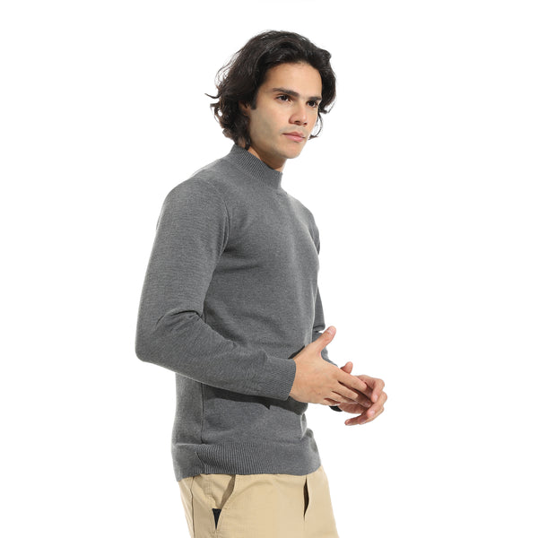 Long_Sleeves_Half_High_Collar_Pullover_-_Dark_Grey