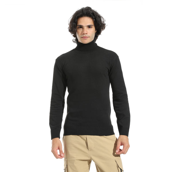 Long_Sleeves_High_Collar_Pullover_-_Black