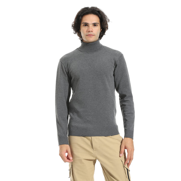 Long_Sleeves_High_Collar_Pullover_-_Dark_Grey