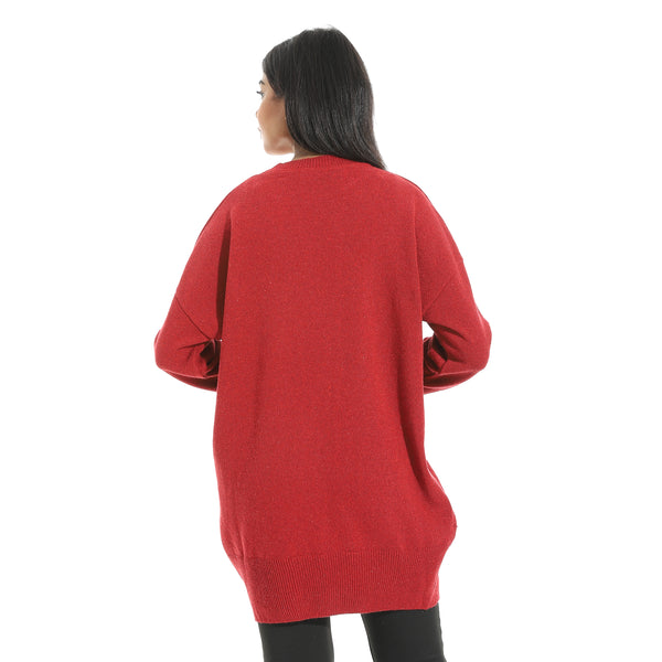 Embrodried_"Be_Unique"_Long_Sleeves_Green_Pullover_Red