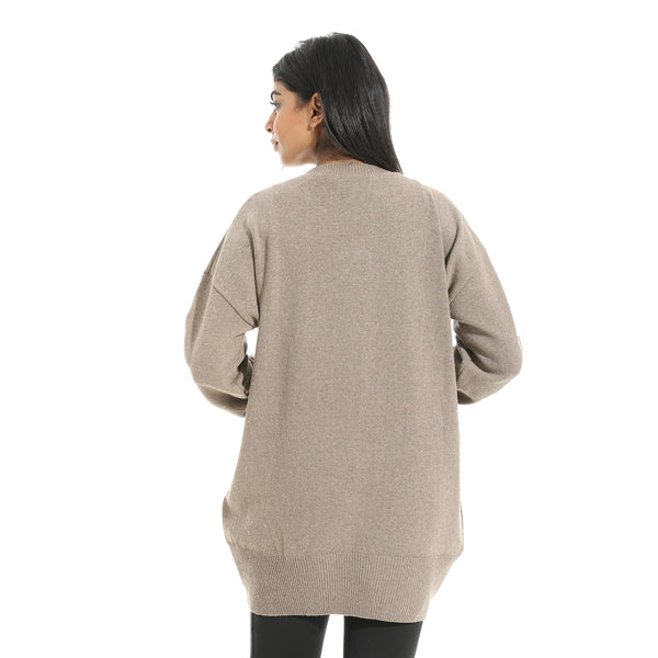 Embrodried_Butterfly_Shape_Long_Sleeves_Beige_Pullover_Beige