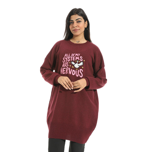 Embrodried_Long_Sleeves_Burgundy_Pullover_Red