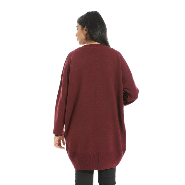 Embrodried_Long_Sleeves_Burgundy_Pullover_Red