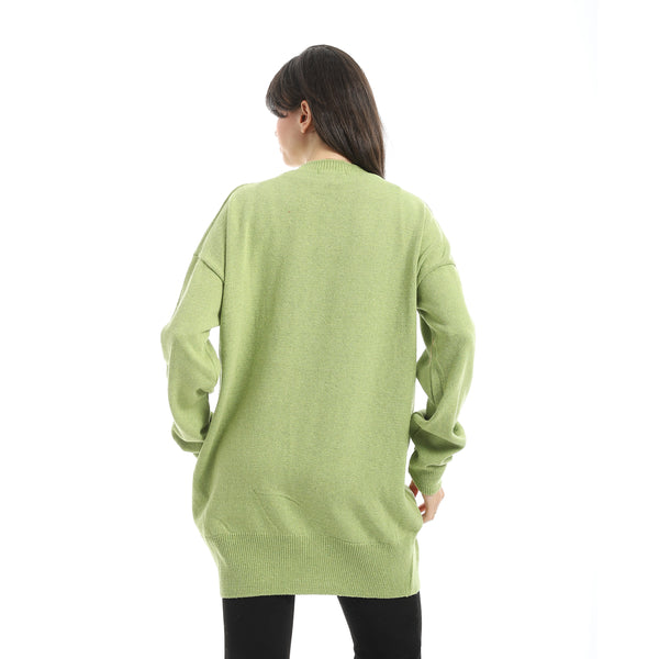Embrodried_"Goose_Gang"_Long_Sleeves_Light_Green_Pullover-Green