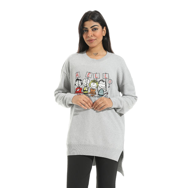 Embrodried_"Hello"_Long_Sleeves_Light_Grey_Pullover_Grey