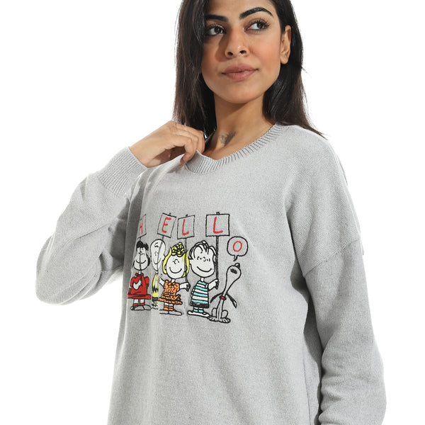 Embrodried_"Hello"_Long_Sleeves_Light_Grey_Pullover_Grey