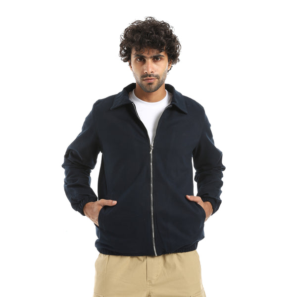 Gabardine_Zipper_Clossure_With_Turned_Down_Collar_Jacket___Navy
