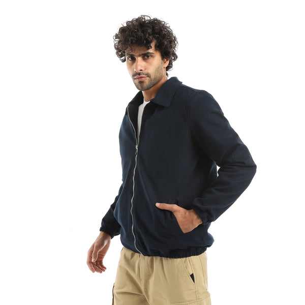 Gabardine_Zipper_Clossure_With_Turned_Down_Collar_Jacket___Navy