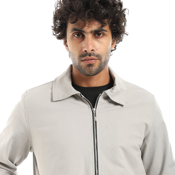 Gabardine_Zipper_Clossure_With_Turned_Down_Collar_Jacket___Grey