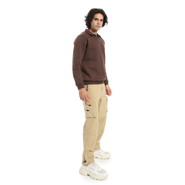 Turned_Down_Collar_Zipper_Closure_Sweatshirt_-_Brown