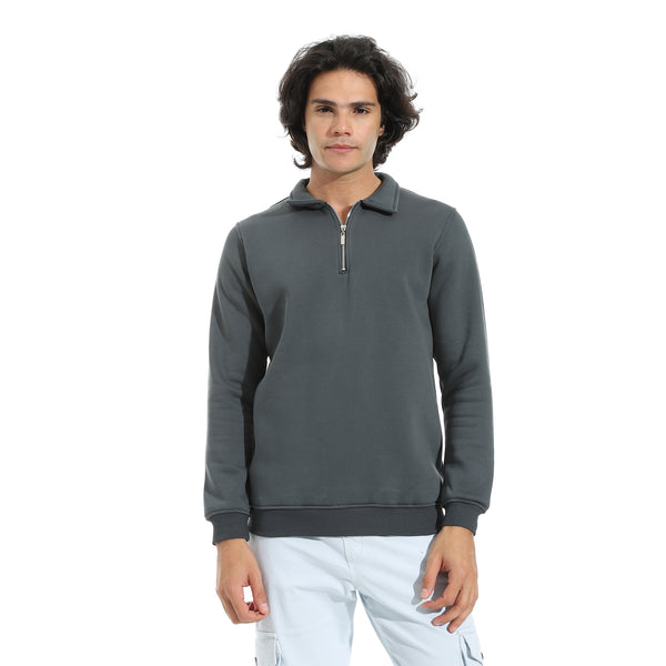 Turned_Down_Collar_Zipper_Closure_Sweatshirt_-_Dark_Grey