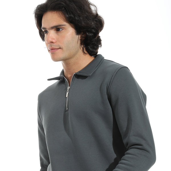 Turned_Down_Collar_Zipper_Closure_Sweatshirt_-_Dark_Grey