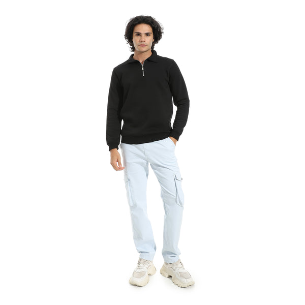 Turned_Down_Collar_Zipper_Closure_Sweatshirt_-_Black