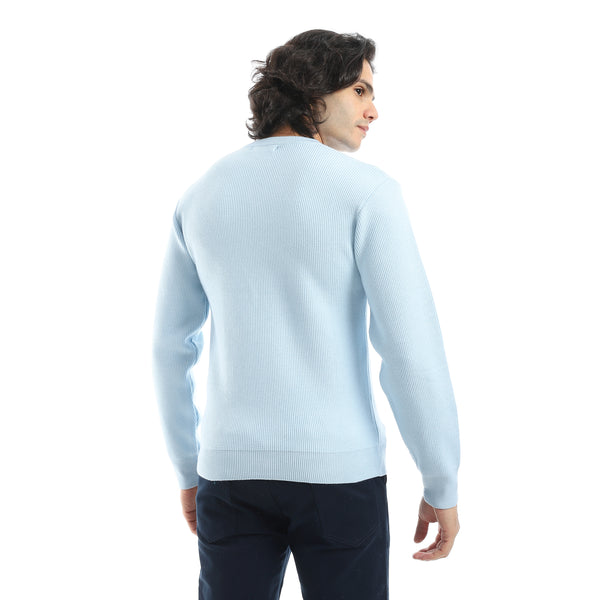 Basic_Everyday_Casual_Wear_V-Neck_Pullover_-_Light_Blue