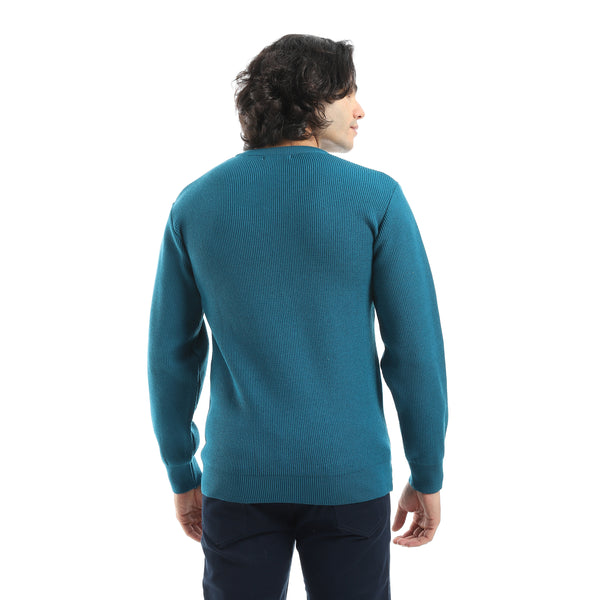 Basic_Everyday_Casual_Wear_V-Neck_Pullover_-_Dark_Turquoise
