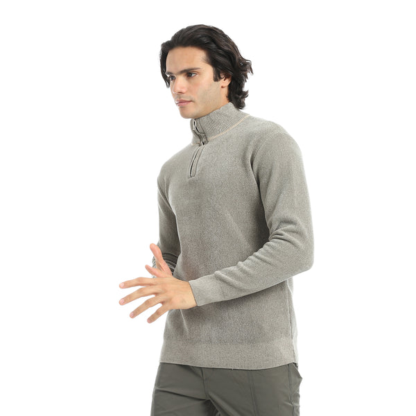 Velvet_Half_Zipper_High_Neck_Mint_Green_Pullover-Green