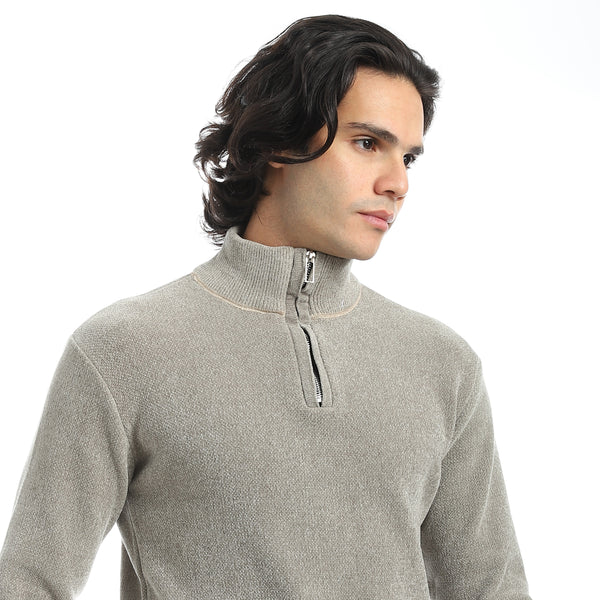 Velvet_Half_Zipper_High_Neck_Mint_Green_Pullover-Green