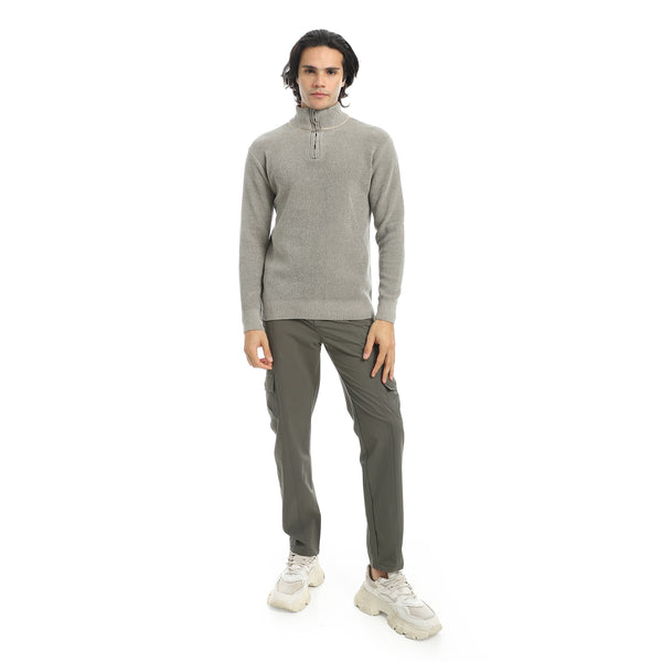 Velvet_Half_Zipper_High_Neck_Mint_Green_Pullover-Green