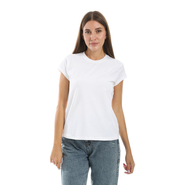Casual_Plain_Half_Sleeves_Basic_T-Shirt_-_White