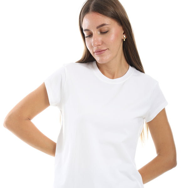 Casual_Plain_Half_Sleeves_Basic_T-Shirt_-_White
