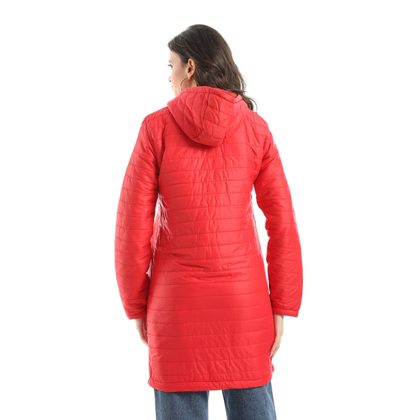 Sided_Pocket_Plain_Hooded_Coat_-_Red