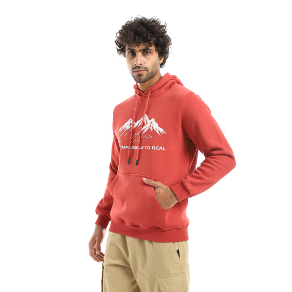 Printed_Hooded_With_Drawstringd_Dark_Red_Sweatshirt_Dark_Red