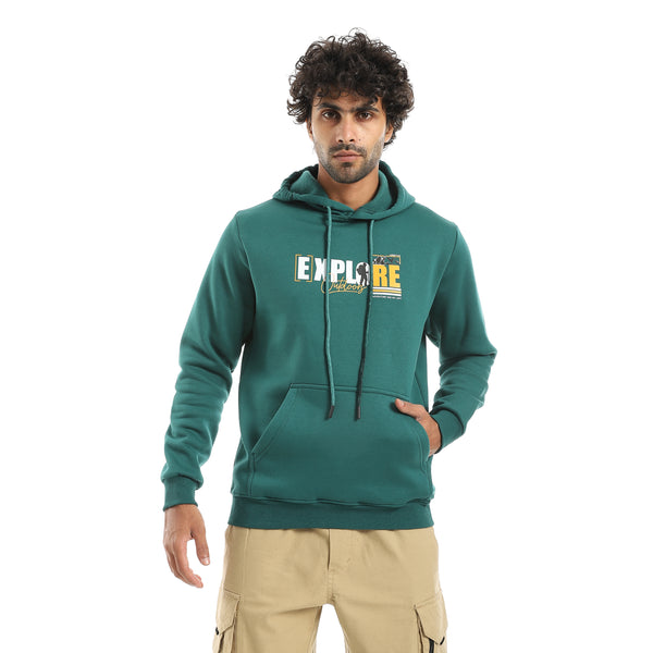 Printed_Hooded_With_Drawstringd_Dark_Green_Sweatshirt_Dark_Green