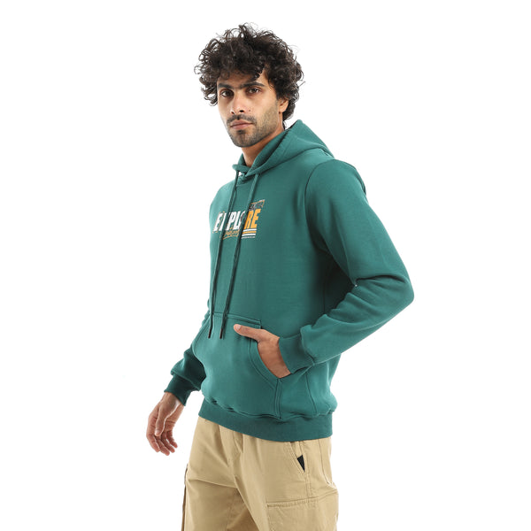 Printed_Hooded_With_Drawstringd_Dark_Green_Sweatshirt_Dark_Green