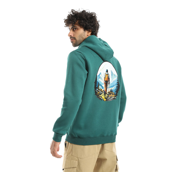 Printed_Hooded_With_Drawstringd_Dark_Green_Sweatshirt_Dark_Green