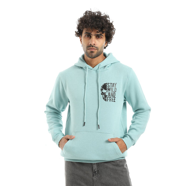 Printed_Hooded_With_Drawstringd_Mint_Green_Sweatshirt_Mint_Green