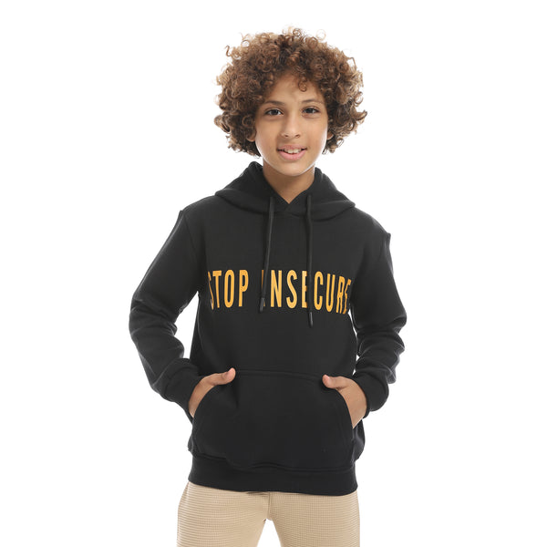 Printed_Long_Sleeves_Hooded_With_Drawstrings_Hoodie_-_Black