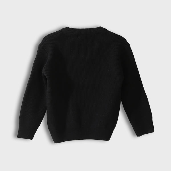 V-Neck_Knitted_Plain_Black_Pullover_Black