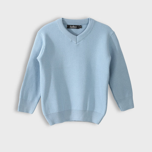 V-Neck_Knitted_Plain_Sky_Blue_Pullover_Sky_Blue