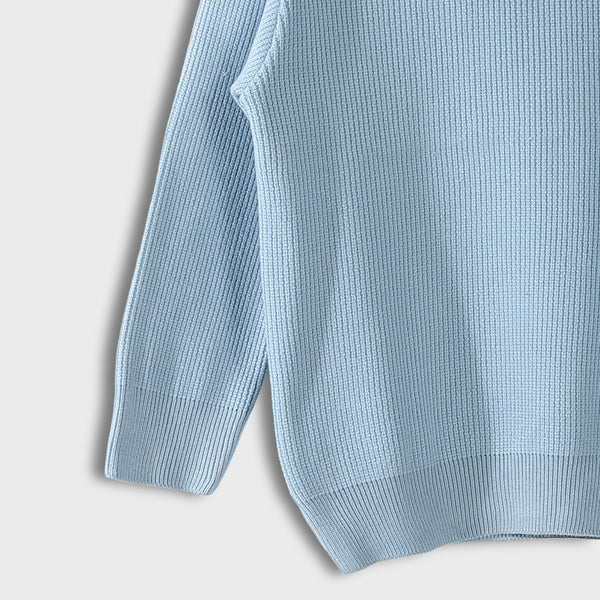V-Neck_Knitted_Plain_Sky_Blue_Pullover_Sky_Blue